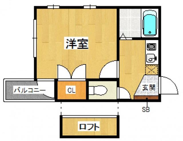 コンフォートべネフィス姪浜(1SK/1階)の間取り写真