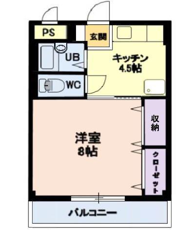 ストーク稲葉 B(1K/1階)の間取り写真
