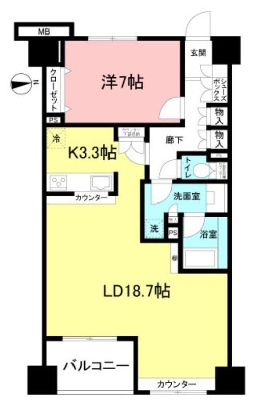 東新宿レジデンシャルタワー(1LDK/8階)の間取り写真