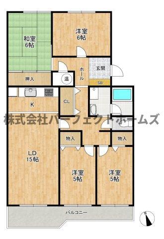 山田池パークハイツ1(4LDK/4階)の間取り写真