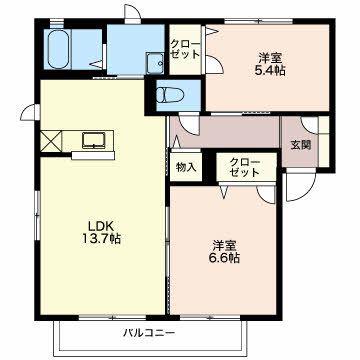 シャーメゾン石橋C(2LDK/2階)の間取り写真