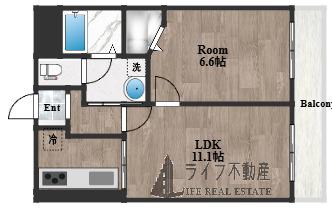 ヌカタヒルズ(1LDK/1階)の間取り写真