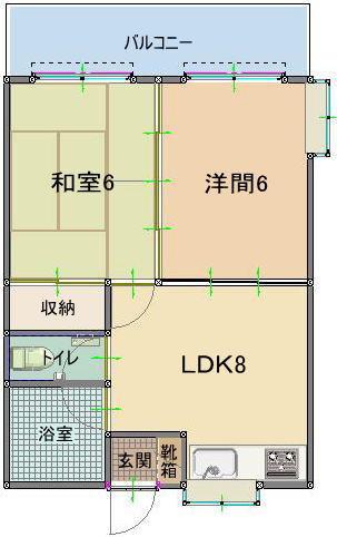プチハウス知念(2DK/4階)の間取り写真