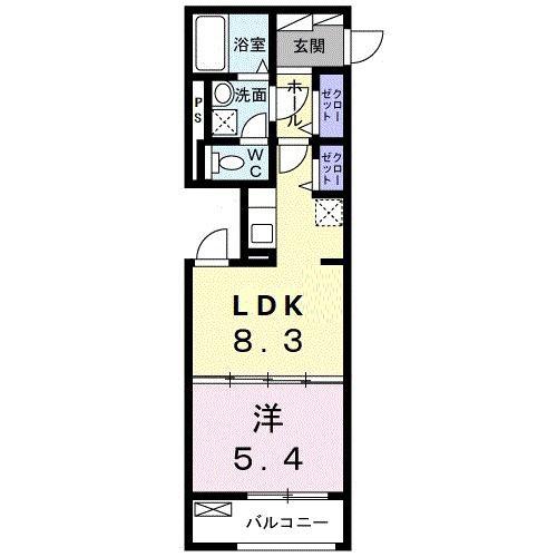 エルバーグ モンテ(1LDK/1階)の間取り写真