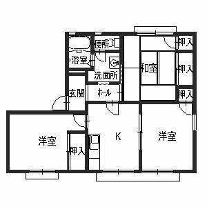 シャンボール角谷II(3K/2階)の間取り写真