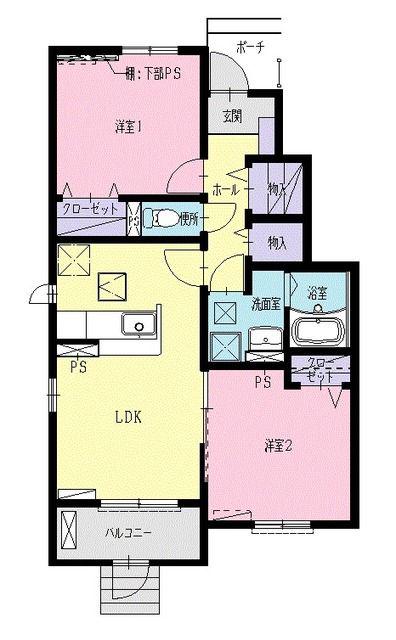 ペアフレグランスKI(2LDK/1階)の間取り写真