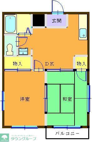ＪＲ八高線 倉賀野駅 徒歩25分 2階建 築36年(2DK/2階)の間取り写真