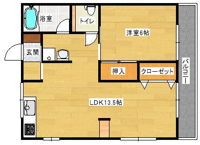 尾尻アパート(1LDK/2階)の間取り写真