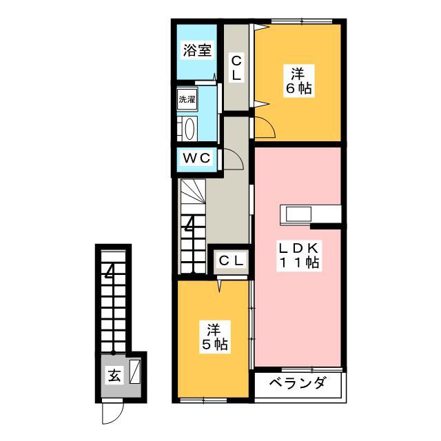 ラ・アンジュ(2LDK/2階)の間取り写真