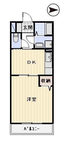 グレイスかなわマンション B棟(1DK/3階)の間取り写真