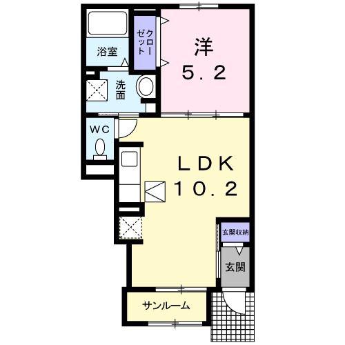 スカラベ(1LDK/1階)の間取り写真