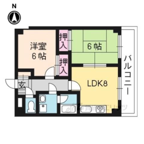 ヴェルデ桂(2LDK/2階)の間取り写真