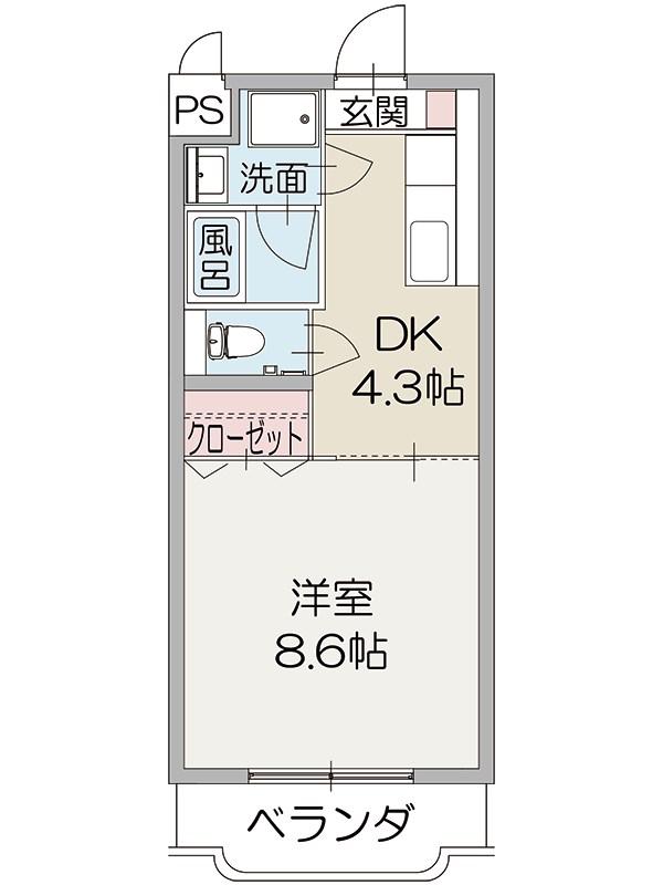 アビテヴィル(1DK/1階)の間取り写真