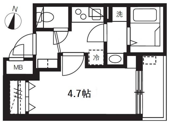 ミュオン北千住(1K/3階)の間取り写真