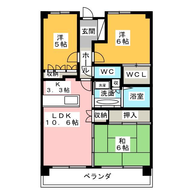 サーパス東旭が丘(3LDK/2階)の間取り写真