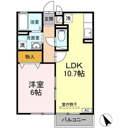 ハイツNOMURA A棟(1LDK/2階)の間取り写真