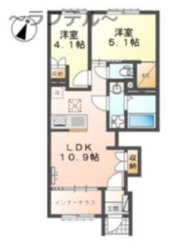 入間市狭山台 アパートB棟工事(2LDK/1階)の間取り写真