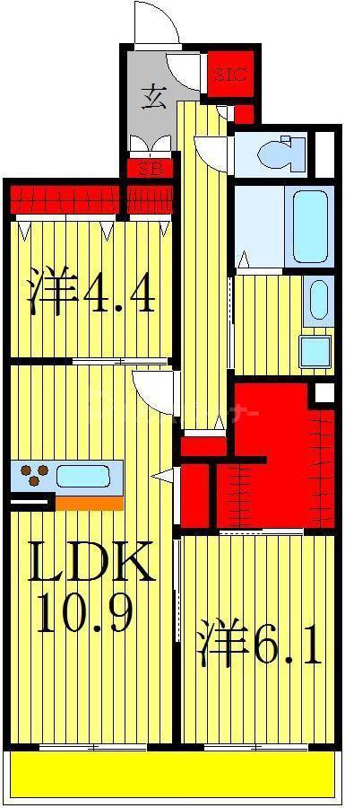 アイリスタ柏(2LDK/1階)の間取り写真