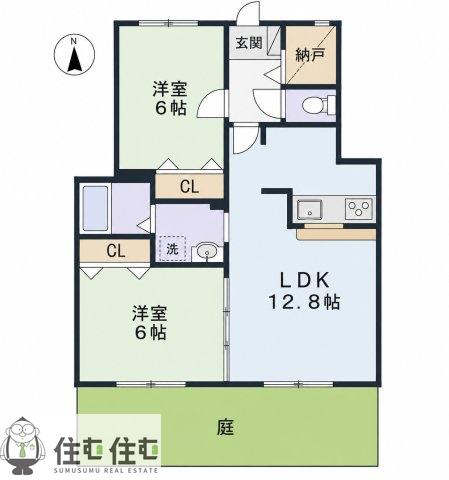 グランシャリオ(2LDK/1階)の間取り写真