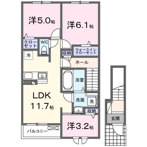 芽きゃべつ(2SLDK/2階)の間取り写真