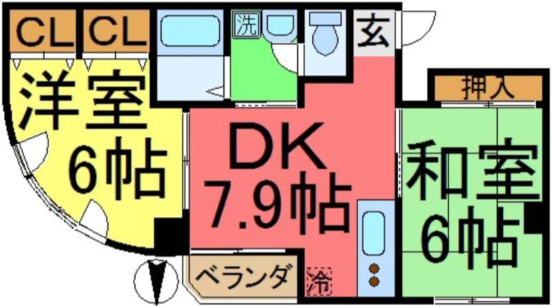 NIKOハイム新小岩第6(2DK/4階)の間取り写真