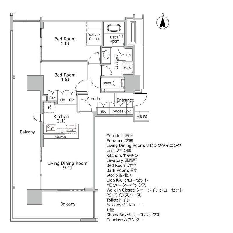 ザ・パークハウス中野タワー(2LDK/5階)の間取り写真