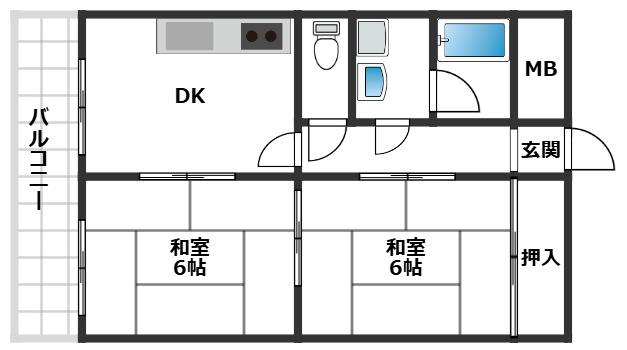 ハイツ菊水(2DK/3階)の間取り写真