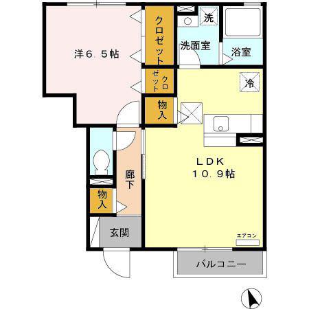 パークヒル城南(1LDK/1階)の間取り写真