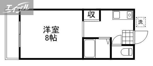 ウエスト岡山II(1K/2階)の間取り写真