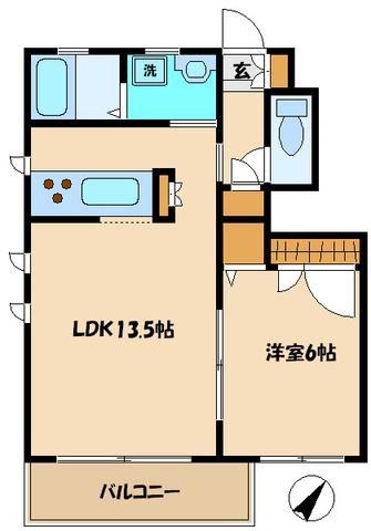 シャルマン東林間(1LDK/1階)の間取り写真