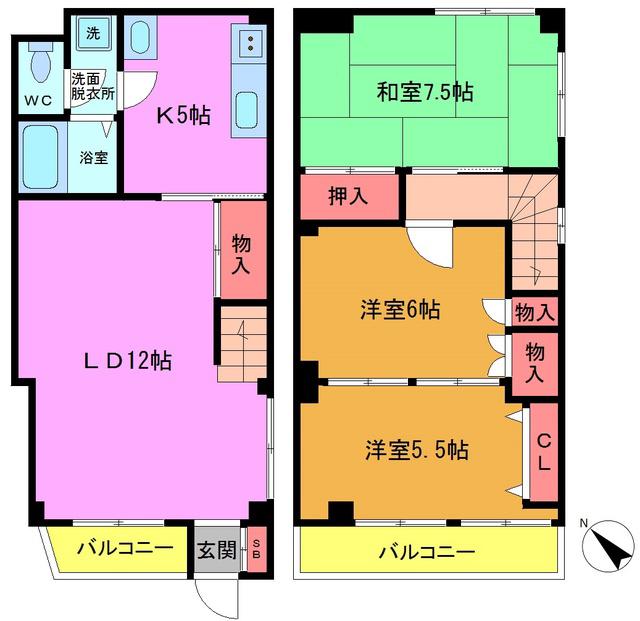 本中山ハイム(3LDK/1階)の間取り写真