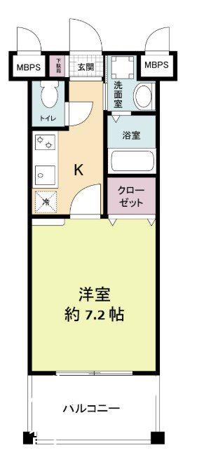 レジディア博多II(1K/5階)の間取り写真