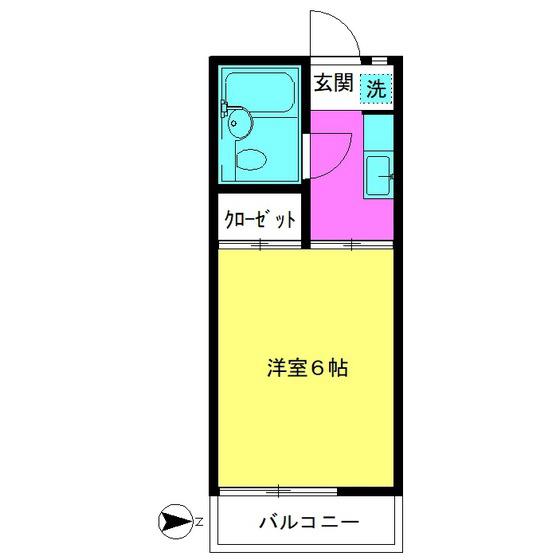 シティシャルロット(1K/2階)の間取り写真