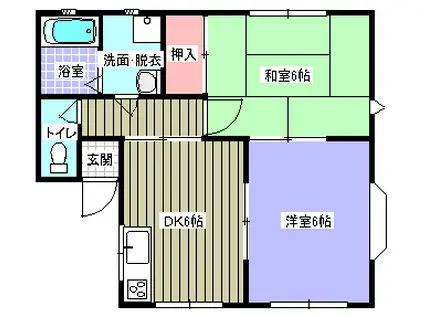サダージュ(2DK/1階)の間取り写真