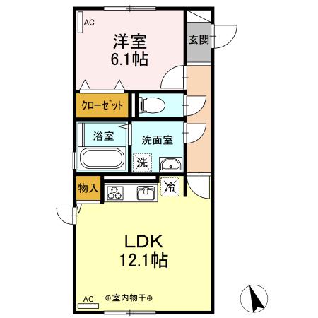 フローレス(1LDK/1階)の間取り写真