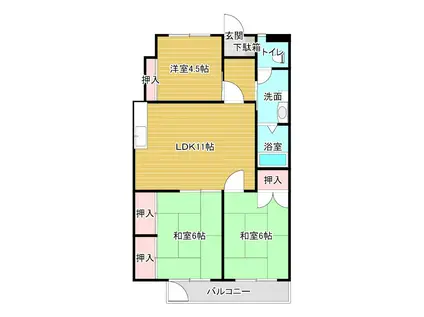 西沢ビル NO.1(3LDK/3階)の間取り写真