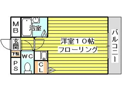 ＪＲおおさか東線 ＪＲ淡路駅 徒歩13分 7階建 築34年(1K/5階)の間取り写真