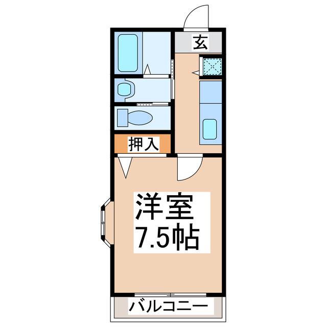 ロイヤルハイツ大窪(1K/3階)の間取り写真