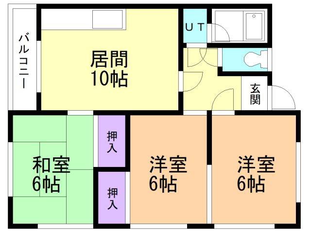 中央ハイツ(3LDK/2階)の間取り写真
