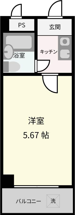 グレイスフル第3東三国(1K/2階)の間取り写真
