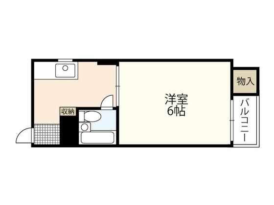 コーポラス寺町(1DK/5階)の間取り写真