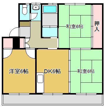 中鶴ハイツ(3DK/2階)の間取り写真