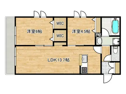 ブリリアント中川(2LDK/1階)の間取り写真