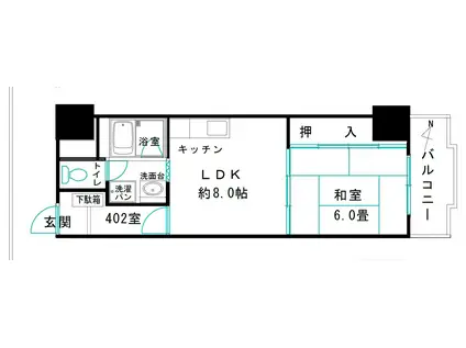 エイトハイツ(1DK/6階)の間取り写真