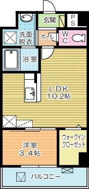 エンラージ・タワー(1LDK/4階)の間取り写真