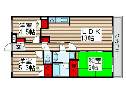 ビューパレス南柏(3LDK/2階)の間取り写真