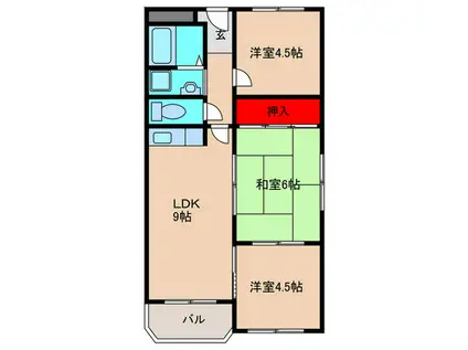 箕面第一ハイツ(3LDK/1階)の間取り写真