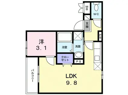 エイジングY・M・J(1LDK/1階)の間取り写真