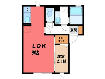 ラ・ステラ太田町(1LDK/2階)の間取り写真