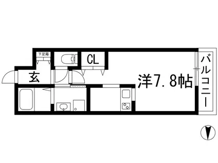 ウェルスクエア池田天神(1K/3階)の間取り写真